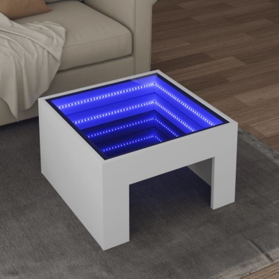 vidaXL Măsuță de cafea cu LED infinity, alb, 50x50x30 cm foto