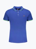 Cumpara ieftin Tricou polo barbati cu logo si detalii contraste, din bumbac, Albastru inchis, M