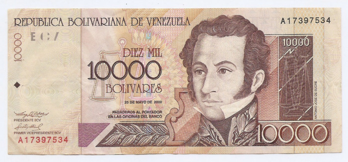 Venezuela 10.000 Bolivares 25.05.2000 - A17397534, B11, P-85a