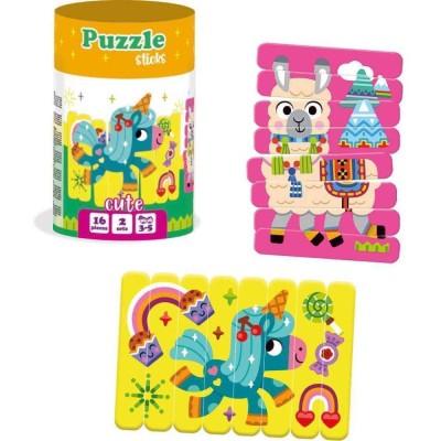 Set puzzle-uri din betisoare Lama si Unicorn, 16 piese Roter Kafer RK1090-01 foto