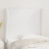 VidaXL Tăblie de pat cu aripioare, alb, 83x23x118/128 cm, piele eco