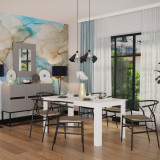 Masa dining/bucatarie, 160x90 cm, alb, dreptunghiulara, PAL, design unic, Sasta by Fichi