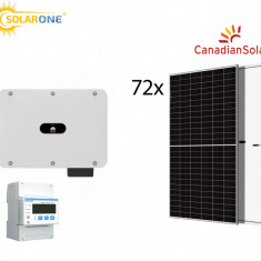Kit sistem fotovoltaic 40kW, invertor trifazat Huawei si 72 panouri Fotovoltaice Canadian Solar 550W