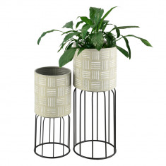 Suport plante Farciennes set 2 bucati masuri diferite model cu linii [en.casa] HausGarden Leisure foto