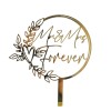 Decoratiune topper pentru tort, flippy, model mr&amp;mrs forever, tematica nunta, 10 cm, auriu