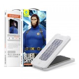 Folie de protectie Ecran Blueo Crystal Anti-Scratch Applicator pentru Apple iPhone 16 Pro Max, Sticla Securizata, Full Glue, Neagra