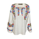 Bluza tip ie dama B23, alb creta/verde Bluza tip ie dama B23, alb creta/rosu, marimea L