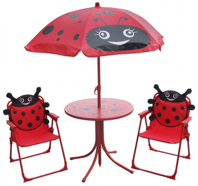 Set LEQ MELISENDA Mariquita, ladybird, umbrelă de soare 105 cm, masă 50 cm, 2 scaune foto