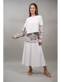 Cumpara ieftin BLUZA CROP CU BRODERII COMBINATA QUAINTARA Bej TALIE UNICA