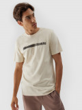 Tricou regular cu imprimeu pentru bărbați - bej, 4F Sportswear