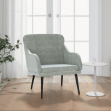 Fotoliu Gri Deschis Catifea Gossi 63x76x80cm Relaxare Confortabil Cadru Metalic Robust