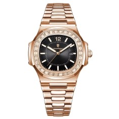 Ceas barbatesc Poedagar CS1846, otel inoxidabil, rose gold, cadran negru