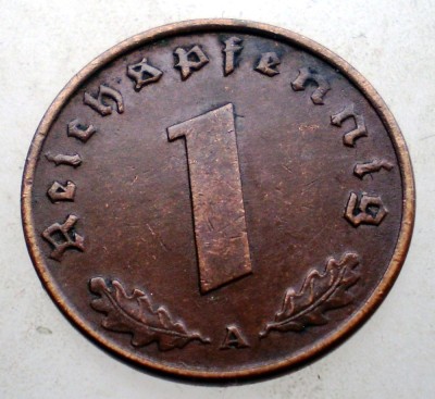 B.021 GERMANIA 1 REICHSPFENNIG 1937 A foto