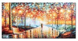 Tablou indragostiti GIGANT pictat manual dormitor, living, Impreuna pentru totdeauna, 140x70cm ulei pe panza, Leonard Covaci