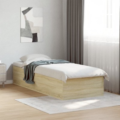 vidaXL Cadru pat fără saltea, stejar sonoma 75x190 cm lemn prelucrat 841988 foto