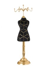 Suport organizator bijuterii tip manechin, 31 cm, Negru Auriu, JMB-BBL4693