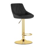Scaun de bucatarie/bar, Artool, Kast, rotativ, catifea, negru si auriu, 45.5x49x85-105 cm