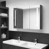VidaXL Dulap de baie cu oglindă și LED, gri strălucitor, 89x14x62 cm