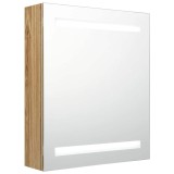 Cumpara ieftin Dulap de baie cu oglinda si LED, stejar, 50x14x60 cm