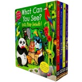 Peep Inside What Can You See? Set 4 Carti Copii Box Set Engleza Zoo Night Farm Building Site