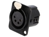 Conector XLR mamă 4 pini drept lipire argintat 50V 10A
