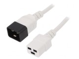 Cablu Alimentare 1,8m Alb 3x1,5mm2 IEC C19 Mamă la IEC C20 Tată 16A
