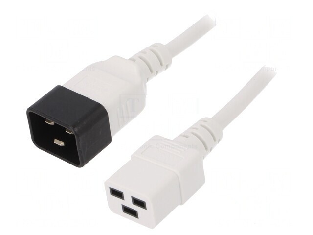 Cablu Alimentare 1,8m Alb 3x1,5mm2 IEC C19 Mamă la IEC C20 Tată 16A