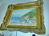10105- Pictor timisorean A. Vezoc- Peisaj la tarm 1981.