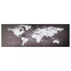 Set Tablouri Din P&acirc;nză Harta Lumii Gri 120 x 40 cm 289245