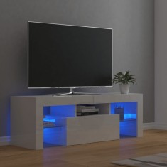 vidaXL Comodă TV cu lumini LED, alb extralucios, 120x35x40 cm 804352