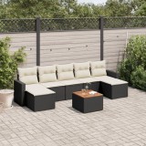 Cumpara ieftin Set mobilier de grădină cu perne, 8 piese, negru, poliratan