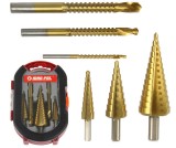 Set 3 burghie freza conica metal in trepte 4-30mm + 3 burghie frezare (M22295)