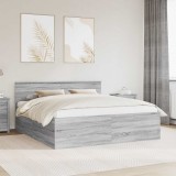 vidaXL Cadru de pat cu headboard Gri Sonoma 200 x 200 cm Lemn compozit 3408548