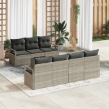 Cumpara ieftin Set de canapele de grădină 8 piese cu perne, gri deschis, din rattan poliuretanic