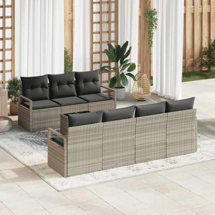 vidaXL Set de canapele pentru grădină 8 pcs Gri deschis
