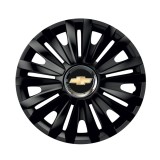Set 4 capace roti Negre Cu Inel Cromat Royal R15 Compatibil Cu Chevrolet, Autohelix MSA