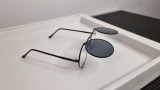 Ochelari Soare Steampunk Argintii, Lentile Duble Negru/Transparent, Rotunzi, Protectie UV400, Unisex