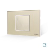 Cumpara ieftin Intrerupator cap scara mecanic Luxion auriu cu rama din sticla, standard italian 2/3M