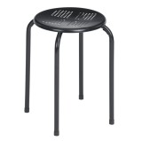 Taburet SC99001 fix, rotund, metal negru, 30 x 30 x 44.5 cm