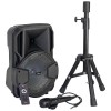 Boxa activa bluetooth LED, 20 W, acumulator, USB, microfon inclus + trepied Cadou
