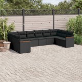 vidaXL Set canapele de grădină cu perne, 10 piese, negru, poliratan 3258723