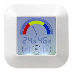 Statie meteo cu afisaj LCD Digital temperatura umiditate 87×87×20 mm 2× AAA OMEGA OWS20