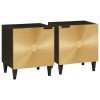 Noptiere vidaXL 2 buc Negru/Aur 40x33.5x46cm Lemn Mango Masiv Moderne Elegante Dormitor