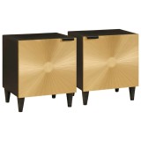 Noptieră 2 pcs Negru și Aur 40 x 33.5 x 46 cm