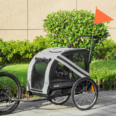 PawHut Carucior pentru animale de companie 2-in-1 Atasament pentru transportul de biciclete cu cadru de otel cu reflectoare universale pentru roti Ste foto