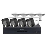 Sistem supraveghere Dahua 5MP 4 Camere Analog Exterior Lentila 3.6mm Dual Light IR 20m WL 20m Microfon si DVR 4 canale WizSense Audio SafetyGuard Surv
