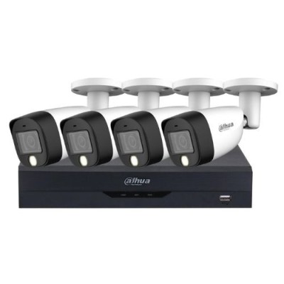 Sistem supraveghere Dahua 5MP 4 Camere Analog Exterior Lentila 3.6mm Dual Light IR 20m WL 20m Microfon si DVR 4 canale WizSense Audio SafetyGuard Surv foto