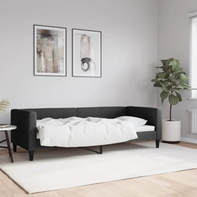 Pat de zi, negru, 80x200 cm, material textil foto