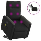 VidaXL Fotoliu electric de masaj rabatabil cu ridicare, negru, textil