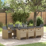 vidaXL Set de M&acirc;ncat pentru Grădină cu 9 Piese Bej din Ratan Poly